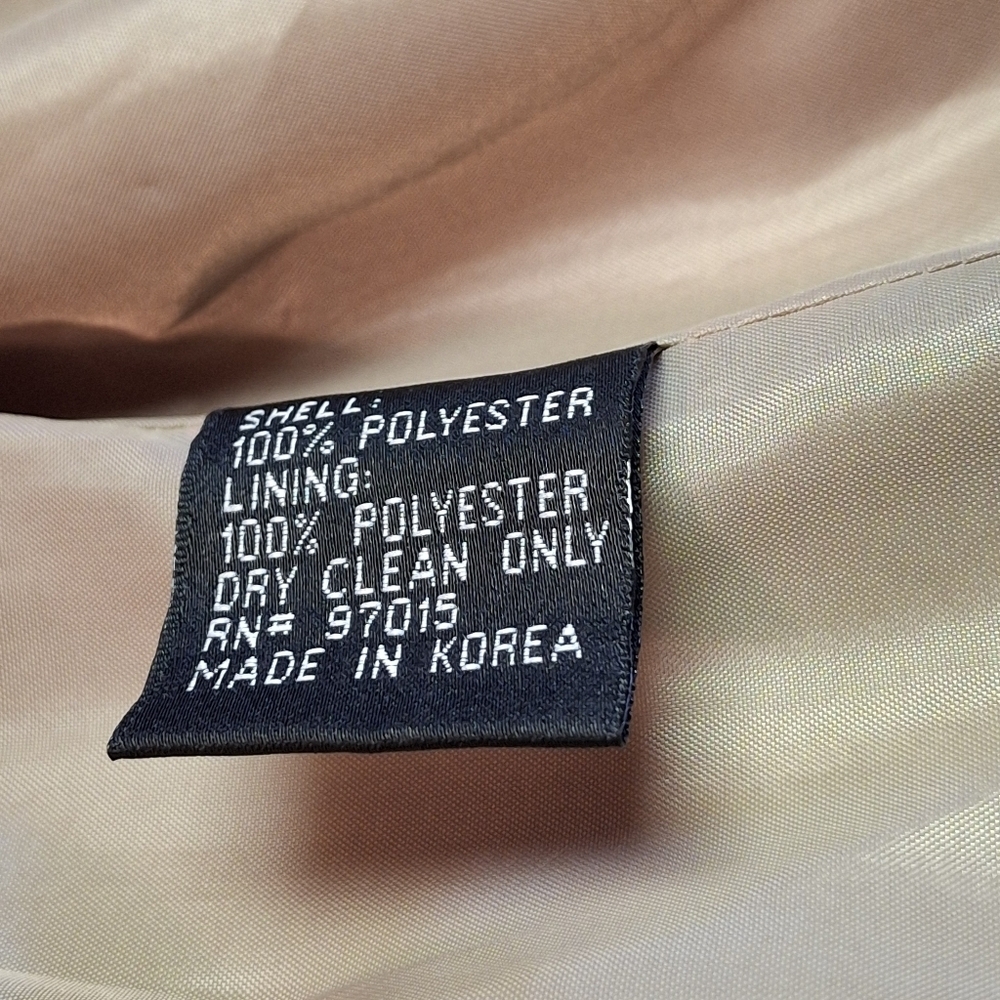 Larry Levine Classics Khaki Button Polyester Long Trench Coat Women Size 18 - Picture 16 of 16
